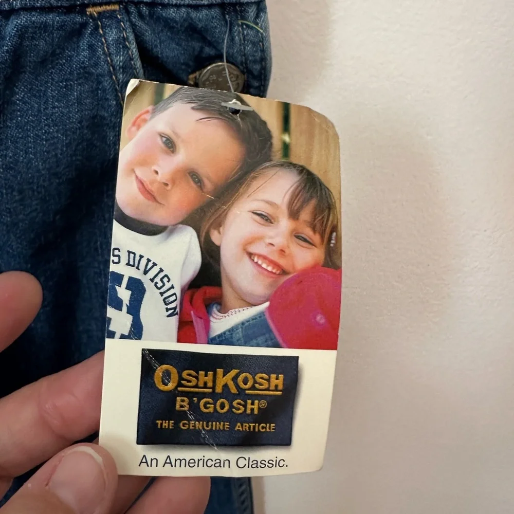 Oshkosh B’gosh‎ Vintage Bubble Denim Overalls 3T Vestback Pre-2003 Pink Logo